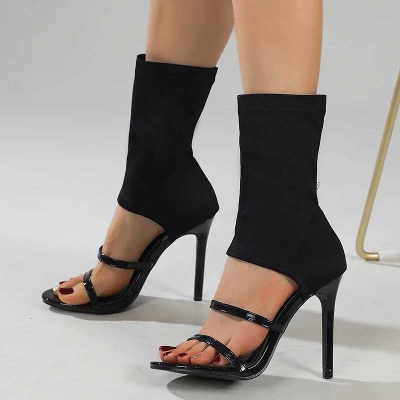 Eilyken Sexy Spring Autumn Stretch Boots High Heels Women Sandals Fashion Peep Toe Ankle Strap Hollow Pumps Pole Dancing Shoes Z260330