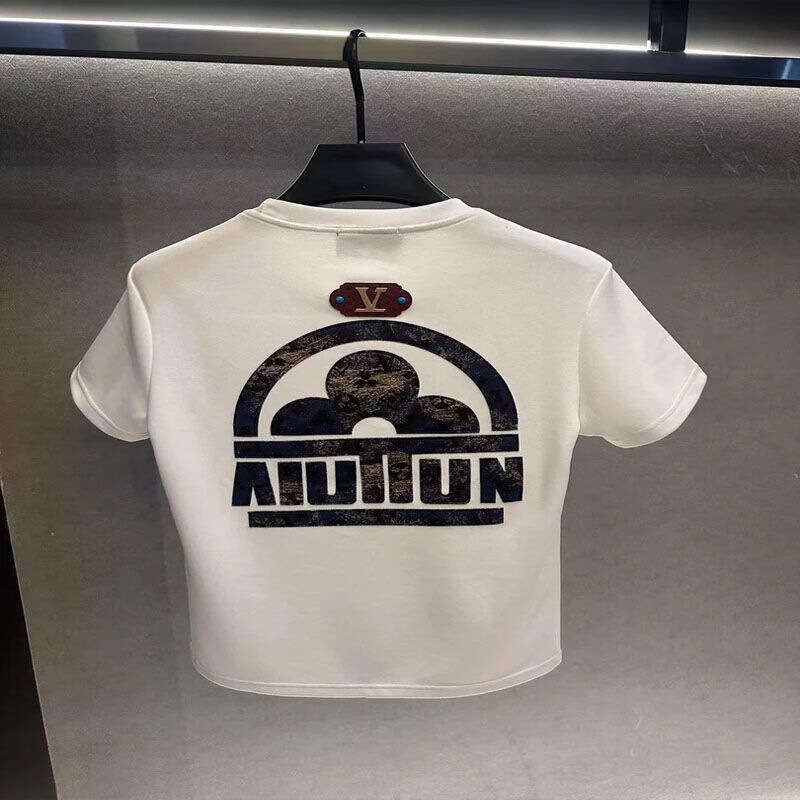 Trendy brand new pure cotton loose summer top, printed short-sleeve versatile trendy T-shirt, casual round-neck men's half-sleeve shirt