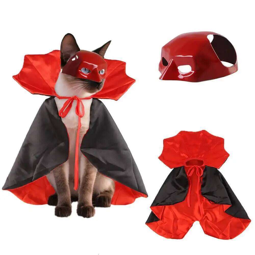 Vampire Costumes Couture with Mask Cape for Cats Dog Halloween Festival Set Dress Up Pet Parties Cloak Clothes