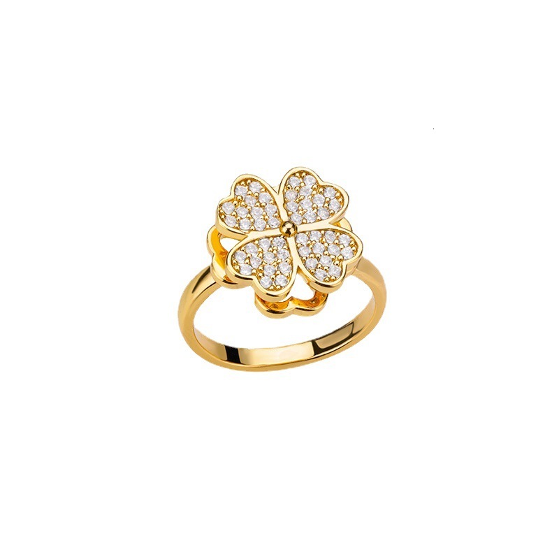 New Rotatable Zircon Flower Open for Women, Unique Design Stress Relief Ring
