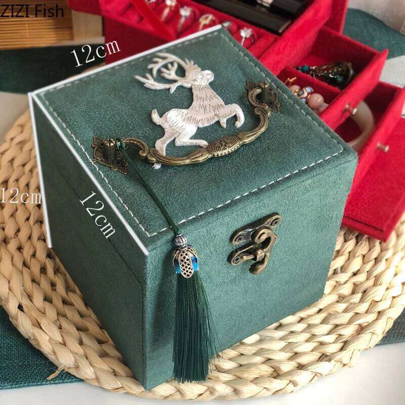 Chinese Embroidery Multiple Styles Three Layers Storage Floral Embroidery Makeup Box Bracelet Jewelry Organizer Earrings Necklace Hanging Rack Clutch 