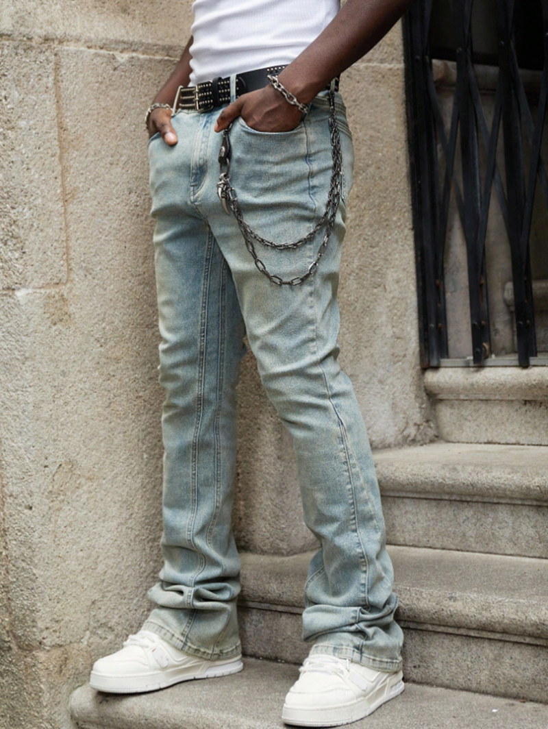 Contemporary Stylish Men's Vintage-Inspired Indigo Jeanwear for Casual Elegance Model H258