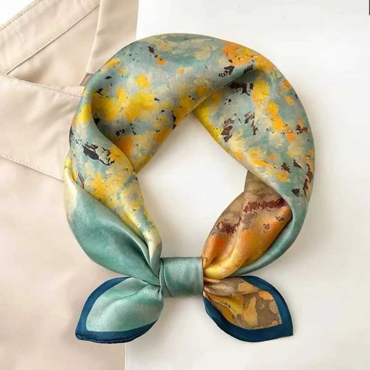 100 Mberry Silk Scarf Van Gogh Inspired Bloss Tree Oil Painting Print Lightweight Fashion Wens Scarves X260328