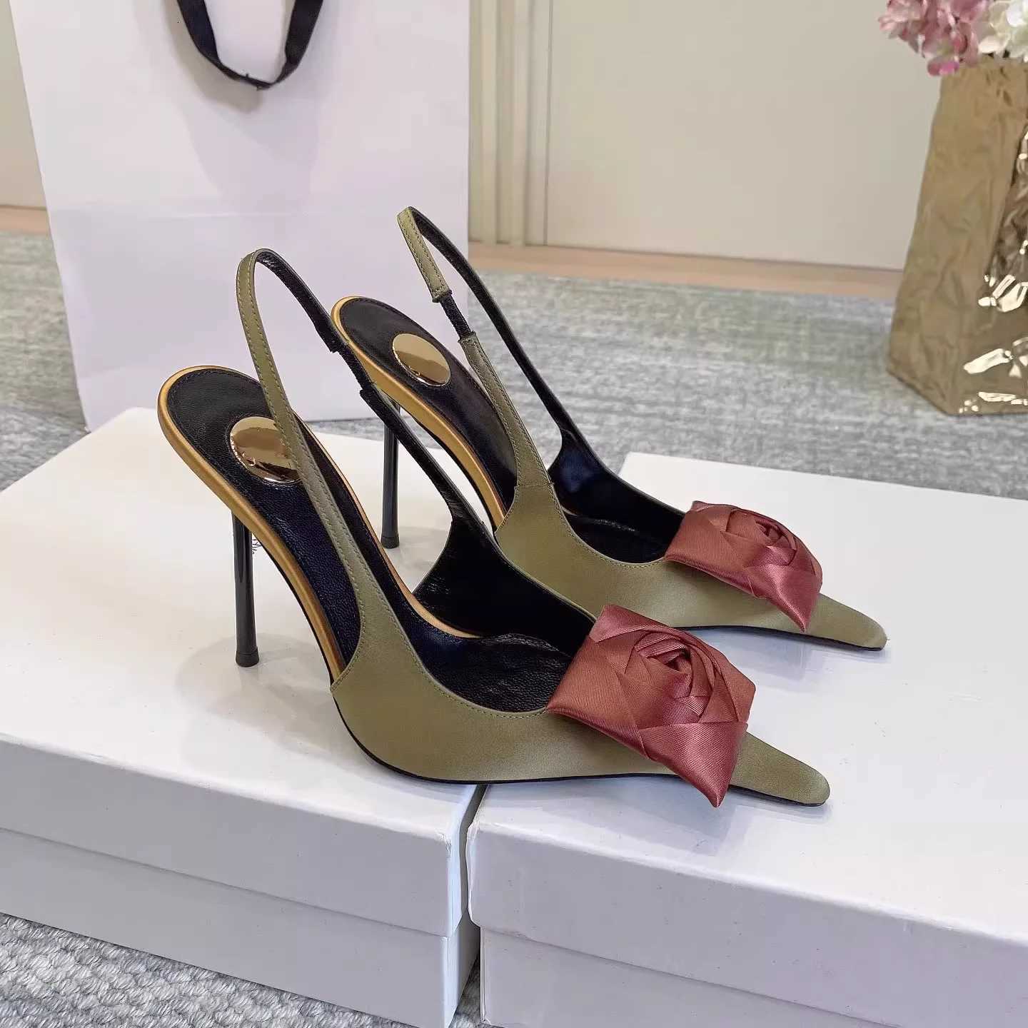 Pointed Toe Stunning High Heels for Women Thin Heel Satin Flower Slip-On Sandals Summer Outdoor Wear 2026 Hot Style Z260330