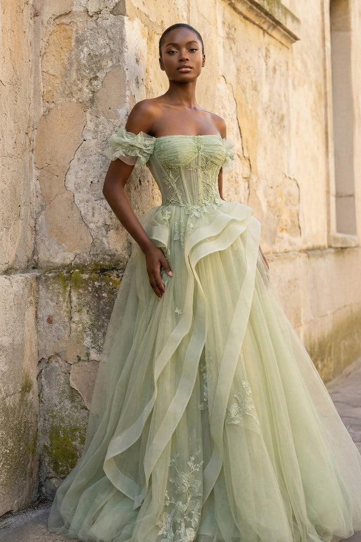 Elegant Evening Dresses Appliques Beads Sexy Sweetheart Lace Appliques Lace-Up Back Prom Dress Tulle Vestido De Noite Customized