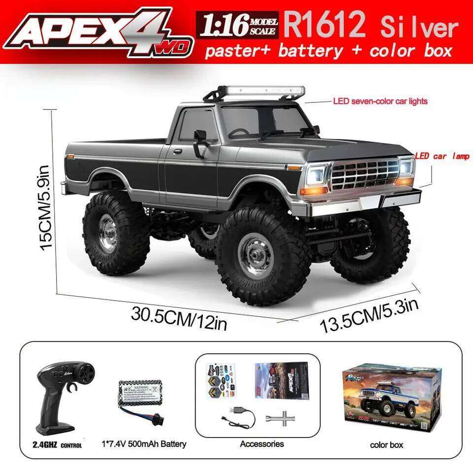 1:16 HBToys Car with Realistic LED Roof Light RC Crawler Vehicle R1611 4x4 Off-Road Full Functionality Alloy Drive Shaft 26H0330