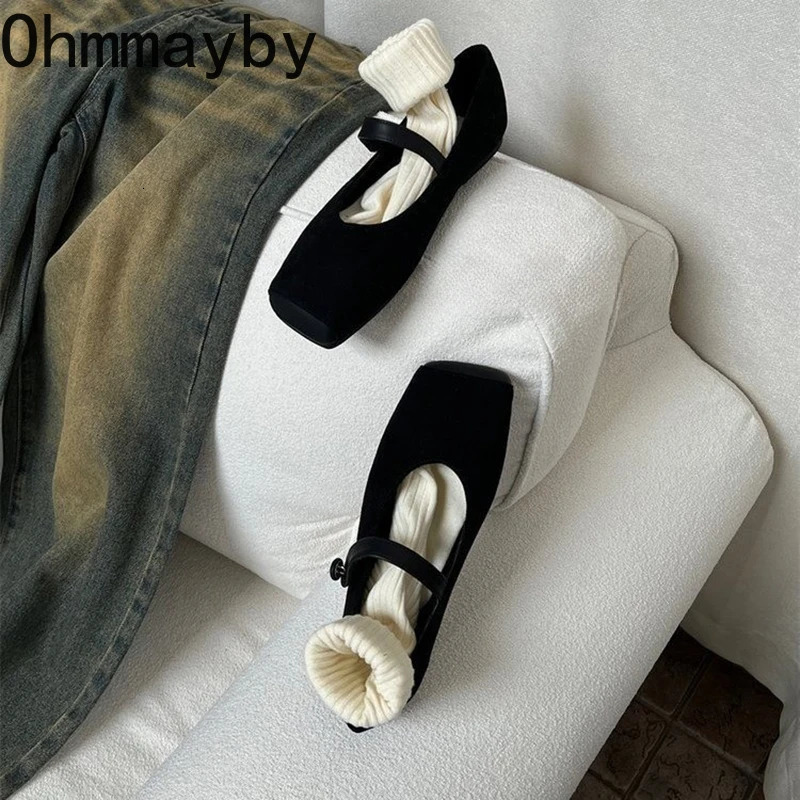 Vintage Slip On Women Mary Jane Shoes Fashion Square Toe Shoes 2026 Spring Casual Dress Ballet Flats hoes 260323