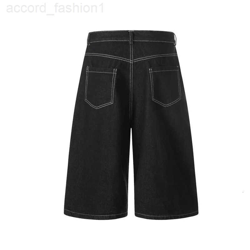 FEWQ 2026 New American Retro Mens Denim Shorts Star Embroidered Decoration Straight Leg Male Pants 24W1341 H260330