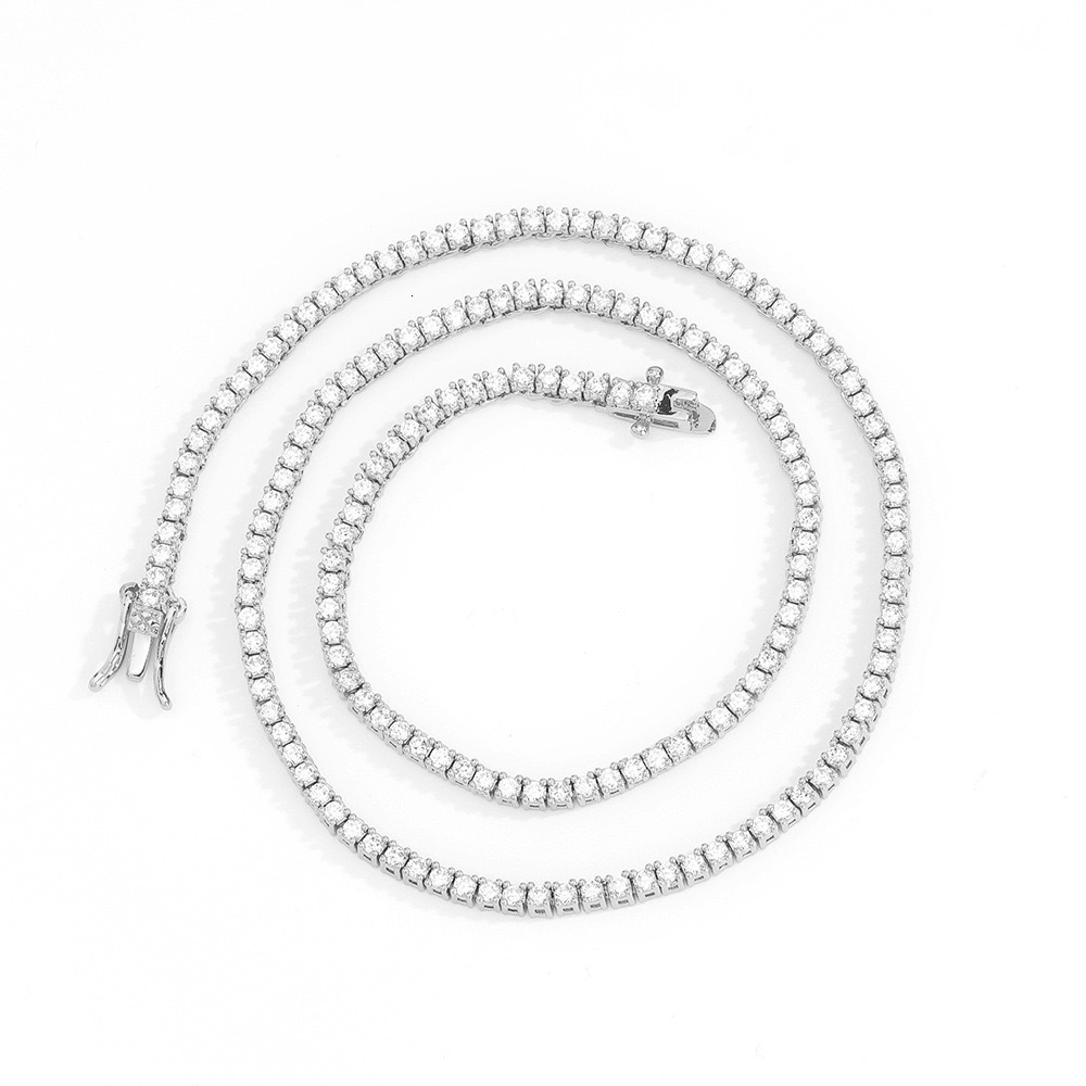 Hot-selling Pass Tester 2mm Iced Luxury Diamond Tennis S925 Silicon Chain Necklace and Bracelet GRA