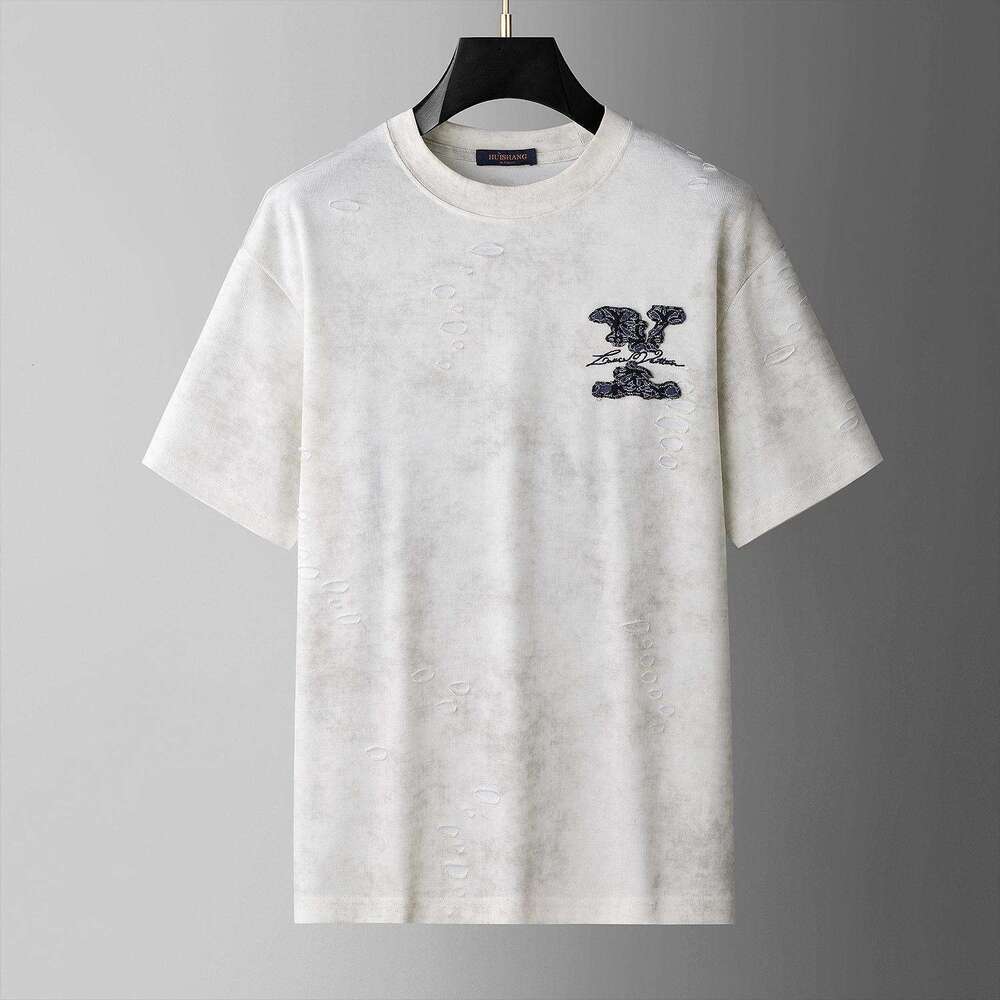 European high street fashion brand high-end embroidered short-sleeve T-shirt, luxury summer new style, loose casual T-shirt top
