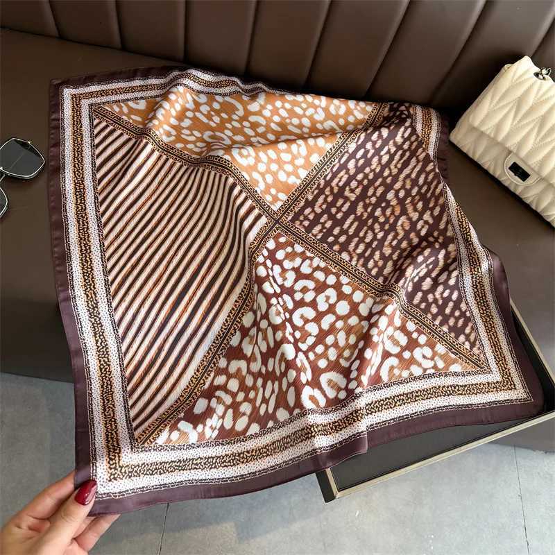 2026 New Leopard Print Silk Square Scarf Wen Soft Satin Neck Tie Decorate Scarf Hijab Fem band Foard Neckerchief X260328