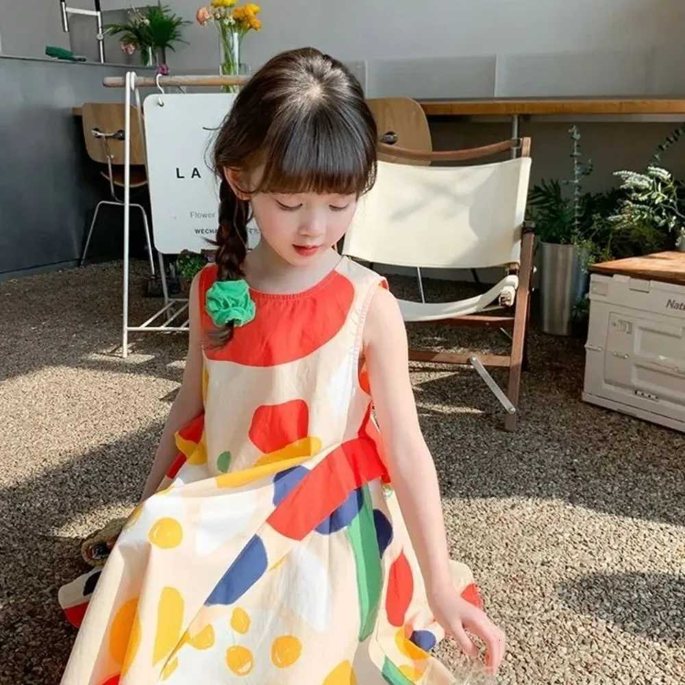 4-13 Year Old Teen Girls Dresses Summer Color Blocked Sleeveless Dress Sweet and Cute Princess Dress Casual Childrens ClothingT260330