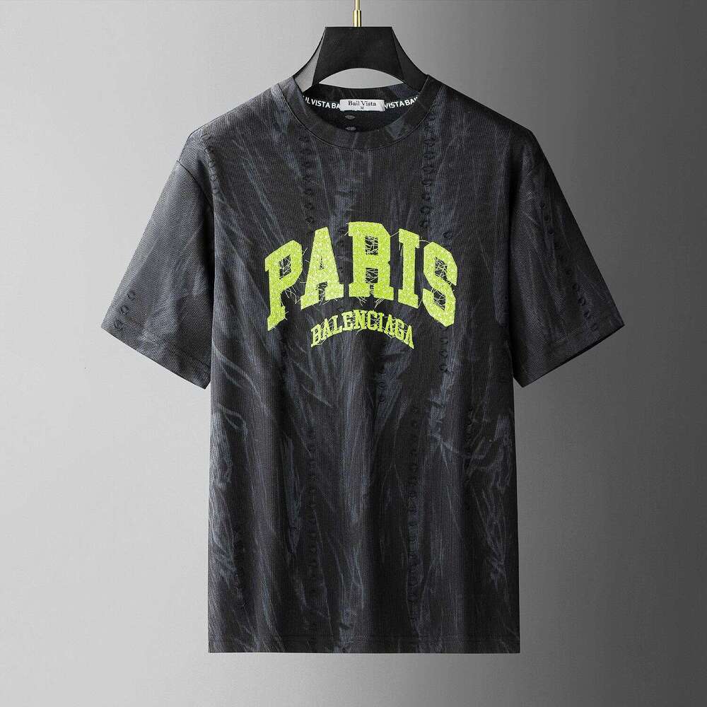 European style light luxury T-shirt with embossed lettering design, luxury new summer versatile fashion trendy slim-fit short sleeve
