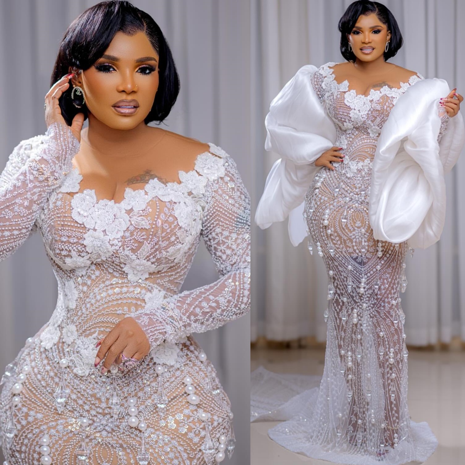 2k26 Ivory Prom Dress 2026 Mermaid Rhinestones Pearls Illusion Evening Dress Sequined Birthday Formal Women Pageant Dinner Party Gowns Dresses ZJ088