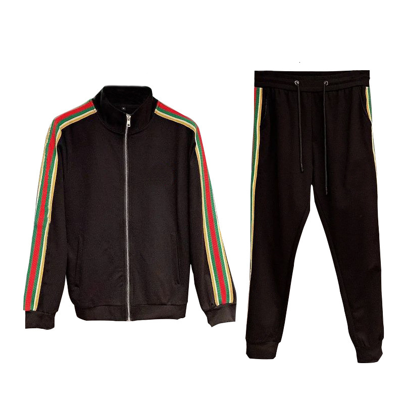 Autumn European Station Men's Two-Piece Set Fashion Casual Versatile Sportswear Brand Tracksuit Autumn Winter Black Loose Fit