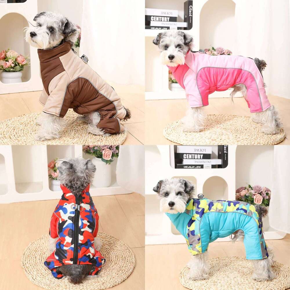 Dog Hiking Jackets Jumpsuit Winter Warm Pet Overall Camping Windproof Clothing for Small Medium Dogs Cats with D-ring Schnauzer