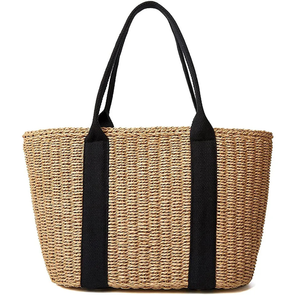 Trendy Straw Women Tote Bag er Rattan Woven Handbags Handmade Travel Shopper Shoulder Bag Casual Beach Bag 260316