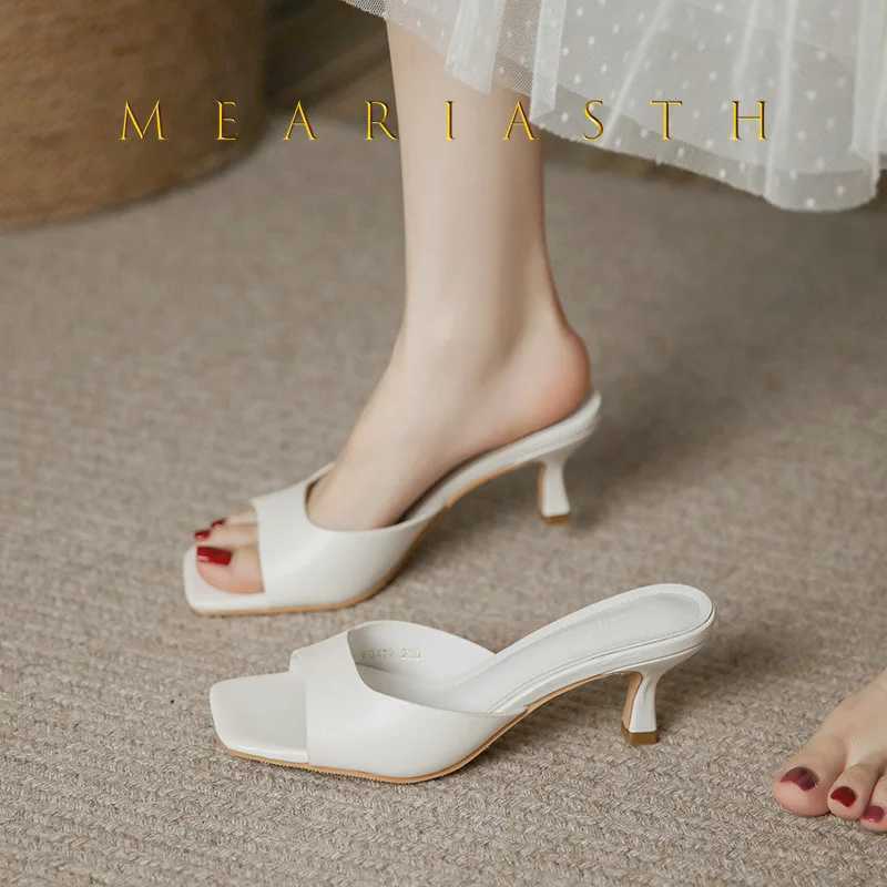2025 new Summer Square Head open toe High Heel Womens Slippers pu Leather Prom Shoes Series Fine Heel Sandals Ladies Slippers Z260330