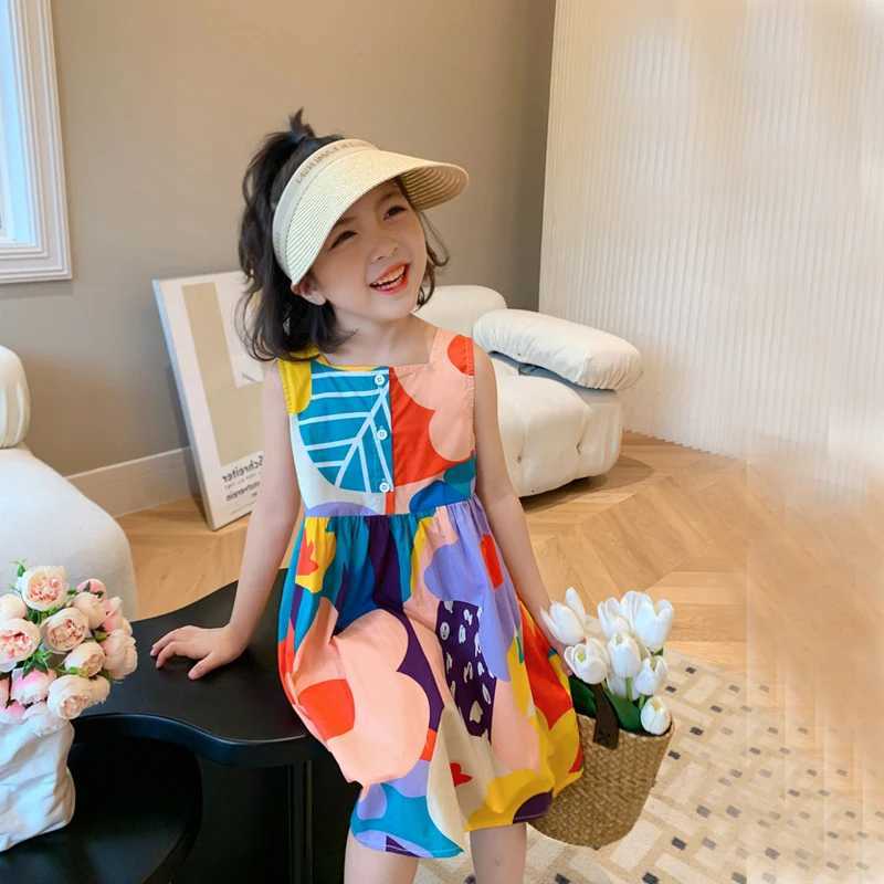 Humor Bear Summer Sundress Girls Dress Casual Color Contrast Clothing Jumper Striping Holiday Wear Childrens ClothingT260330