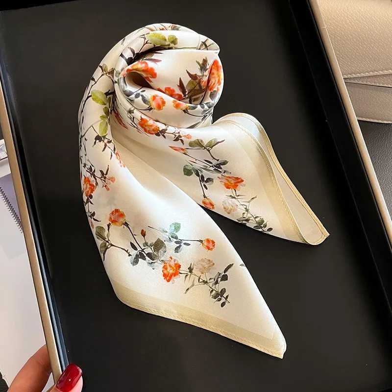 100 Silk Scarf Plum Blossom Pattern Square Scarves for Women Wrap Kerchief Mulberry Silk Bandana Fashion Luxury Headband Hijab Z260330