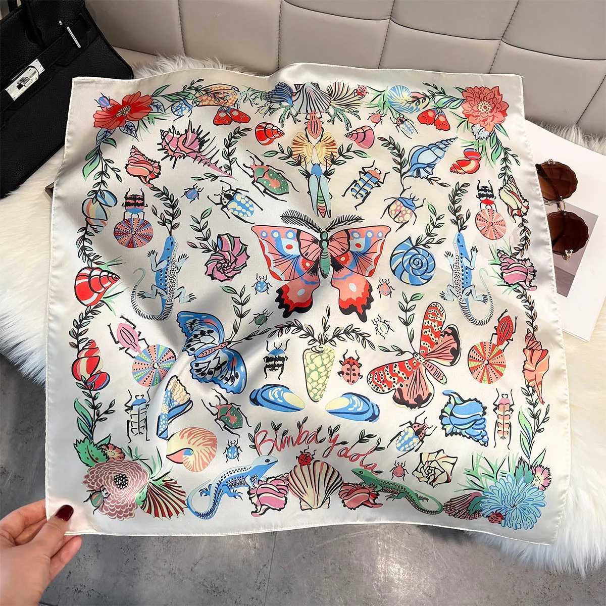 2026 New Print Silk Square Scarfs Wen Soft Satin Neck Ties Fashion Kerchief scarf Fem Hijab Foard Bandana X260328