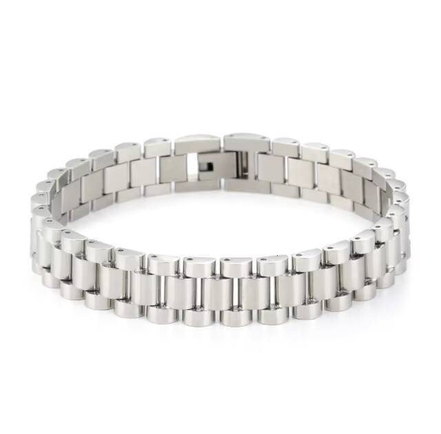 High Quality Stainless Steel Mens Fashion Watch Band Bracelet Rapper Jewelry Men Link Chain Bracelet Customized
