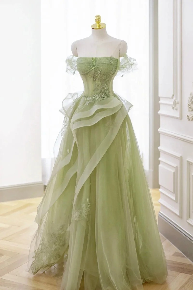 Elegant Evening Dresses Appliques Beads Sexy Sweetheart Lace Appliques Lace-Up Back Prom Dress Tulle Vestido De Noite Customized