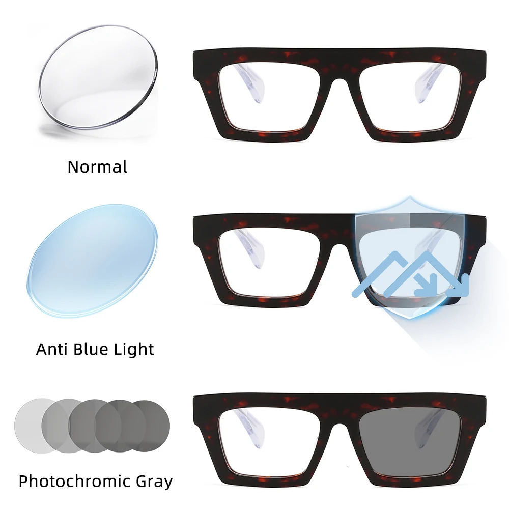 Trendy Oversized Square Polarized Sunglasses Big Thick Frame Goggle Eyeglasses UV Protection Computer Blue Light Glasses 260317