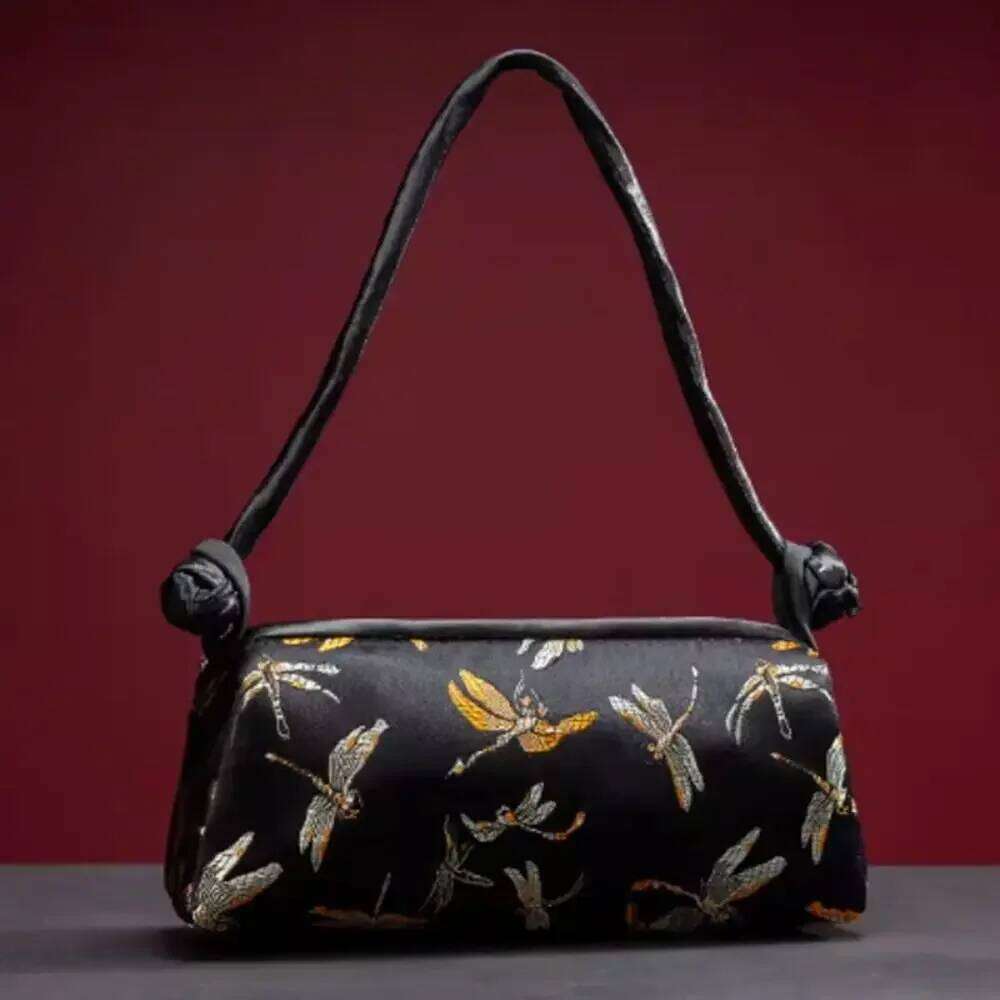 Chinese Embroidery Fashion Silk Embroidered Women Handbag Chinese Style Design Knot Clutch Retro Zipper Cosmetic Bag Travel