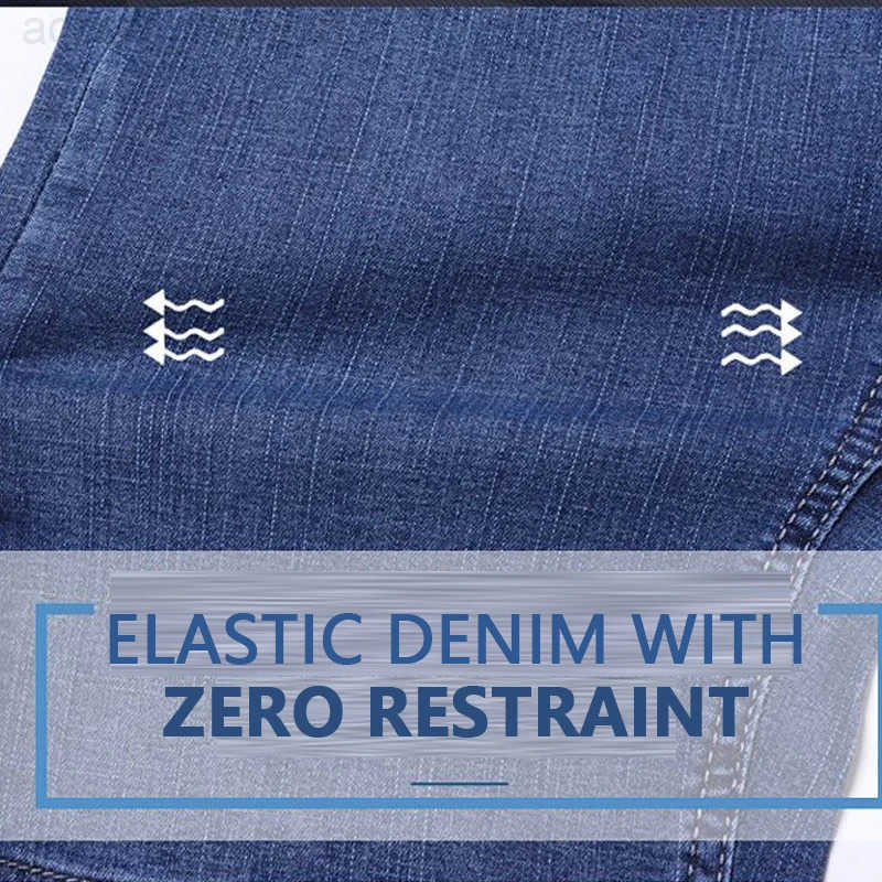 2025 New Denim Shorts for Mens Spring and Summer Trendy Brand Thin Elastic Loose Straight Casual Five Point Middle Pants H260330