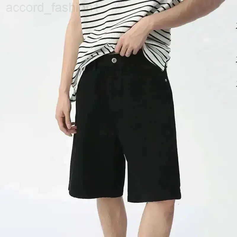 IEFB Spring Summer New Mens Denim Shorts Solid Color Straight Five Points Fashion Trend Middle Waist Casual Short Pants 9A8588 H260330