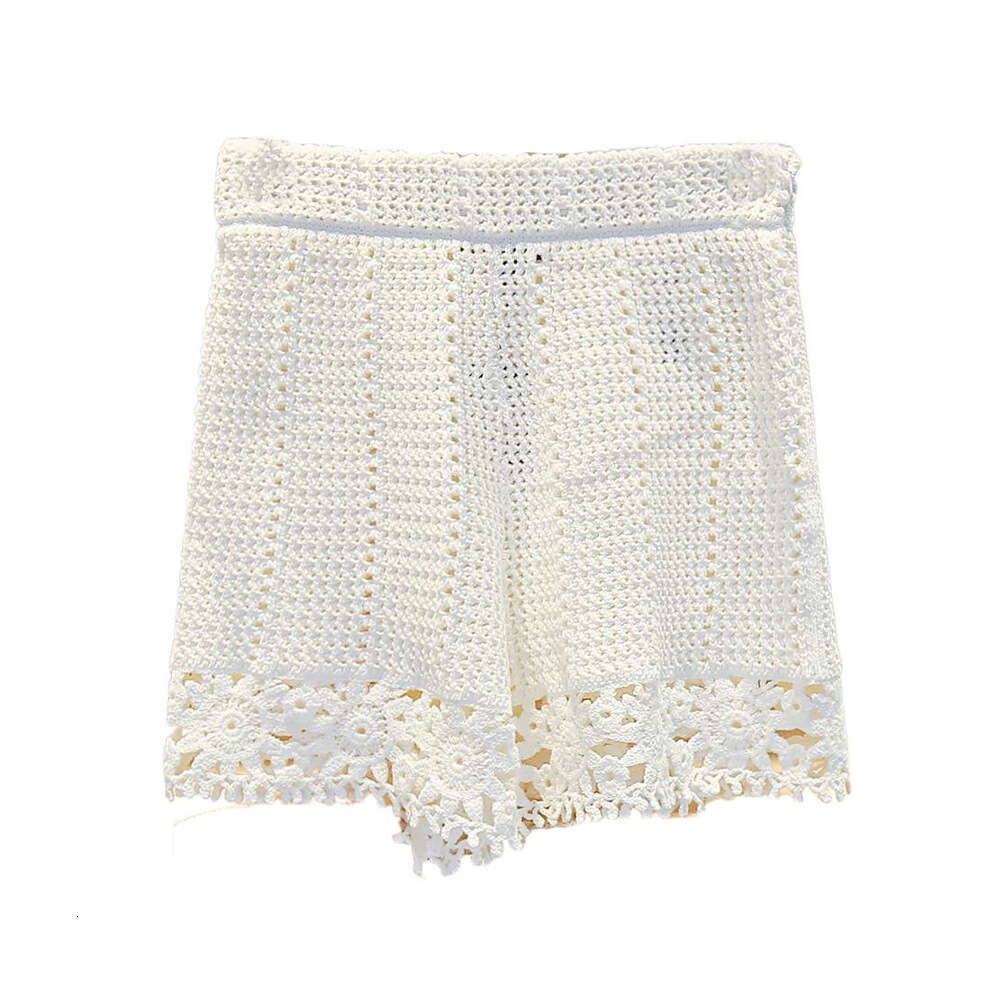 2026 new designer sleeveless round neck white top+lace shorts S18 elegant slim fit women