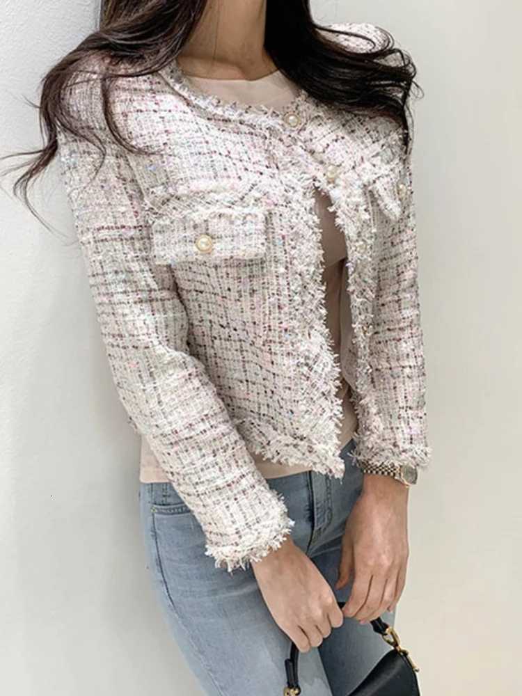 Spring Autumn New Korean Version Fashion Stylish Round Neck Open Cardigan Coat Womens Short Thickened Woolen Knitwear JacketsT260328