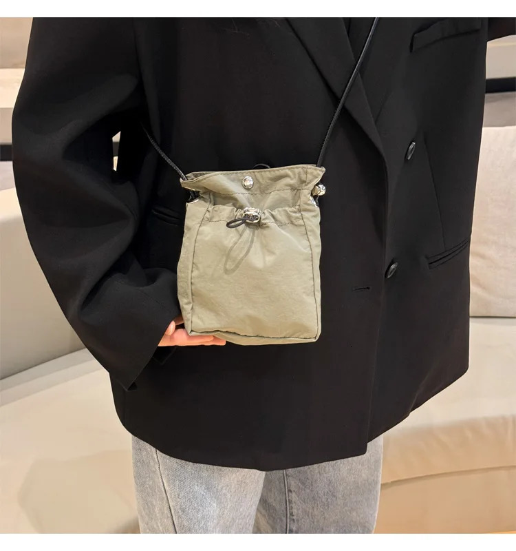 Nylon Crossbody Bag Soft Mini Phone Wallet Multifunctional Square Shoulder Purse Canvas Messenger 260317