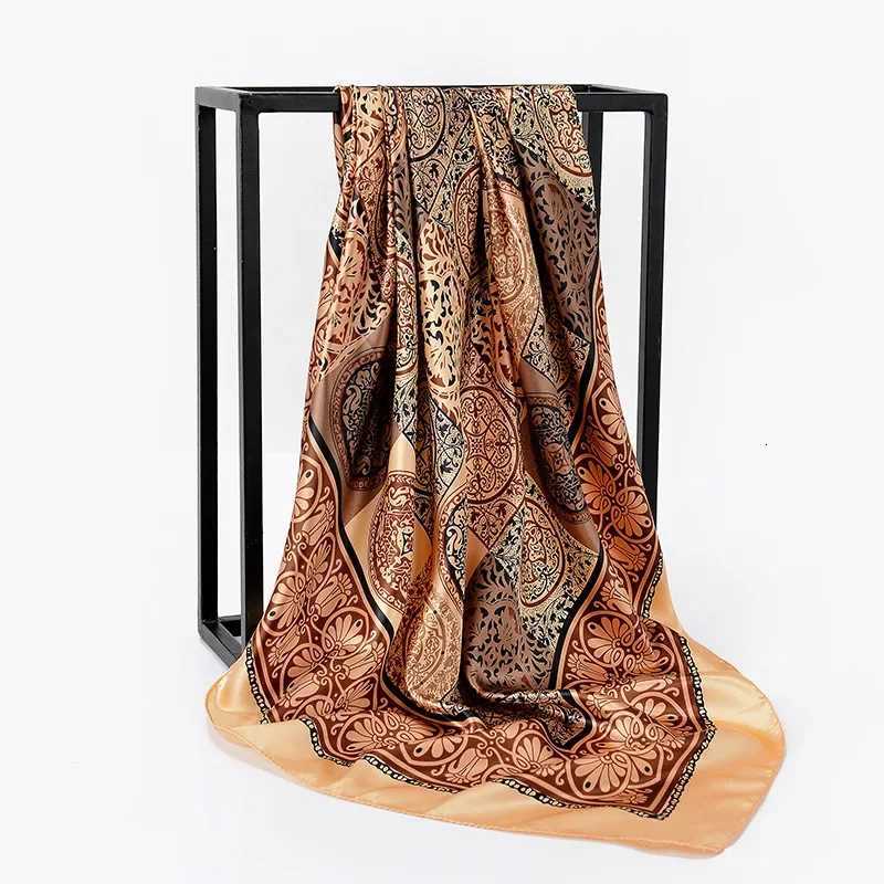 90cm Square Shawls Women Hijab Scarf For Hair Fashion Print Kerchief Neck Scarves Female Silk Satin Bag Scarfs For Ladies Banada Z260330