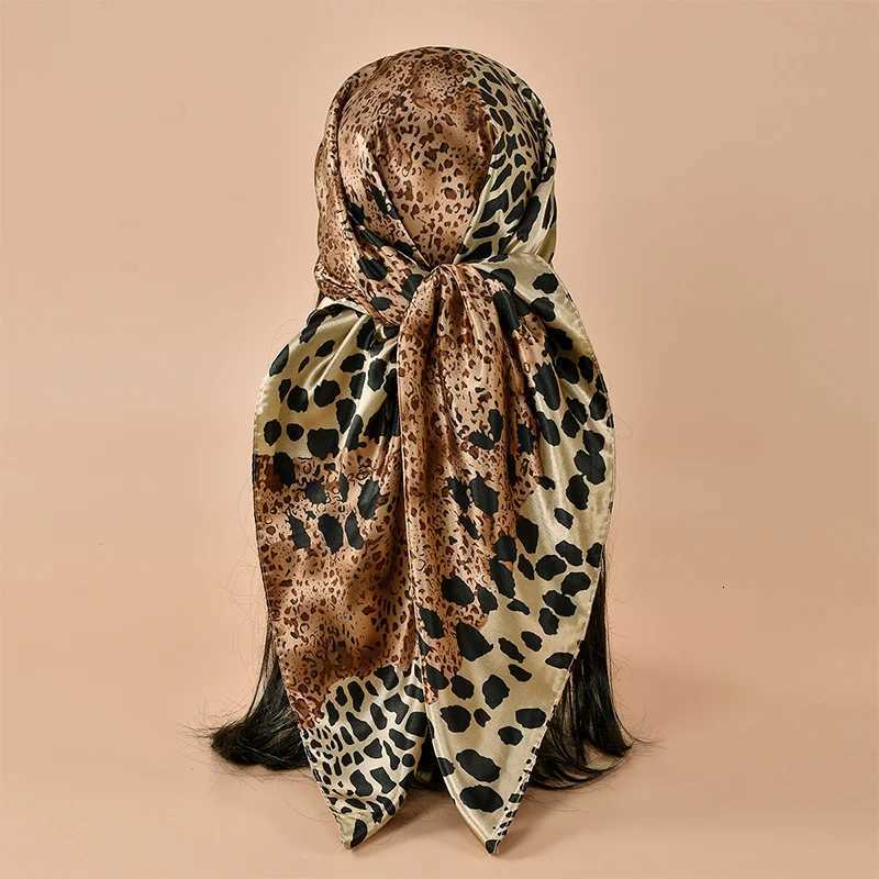 9090cm Leopard Printed Square Scarf Women Luxury s Scarf Fashion Dot Headband Matte Satin Silk Hair Band Handkerchief Z260330