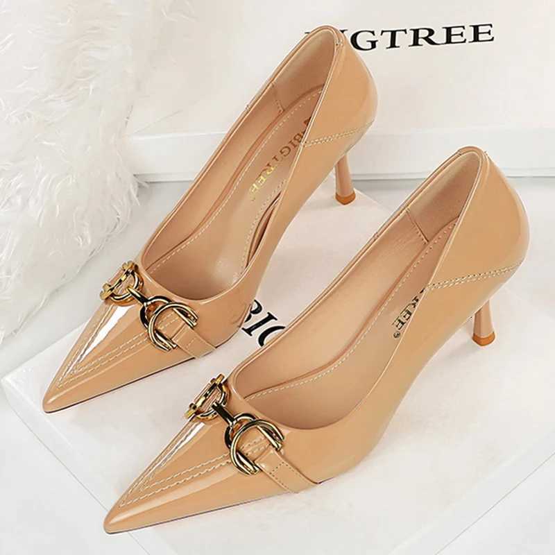 Women New Elegant 7cm 105cm High Heels Pumps Female Red Wedding Premium Dress Shoes Lady Trendy Metal Decoration Shoes Z260330