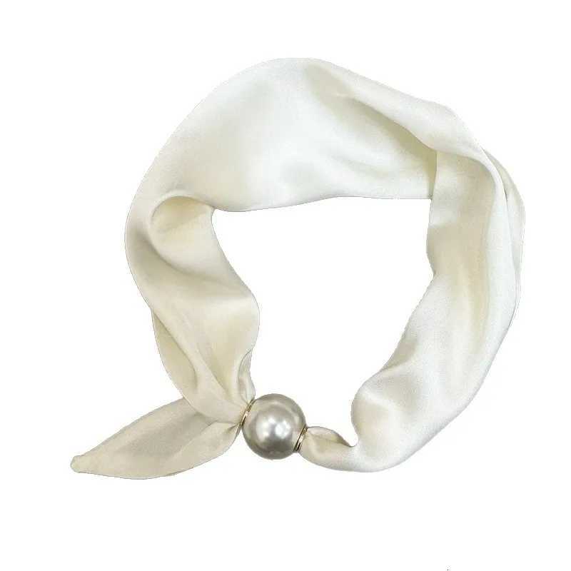 Elegant Pearl Tail Magnetic Clasp Scarf 2025 Summer New Versatile Breathable Fashion Artistic Accessory Neck Wrap Scarves X260328