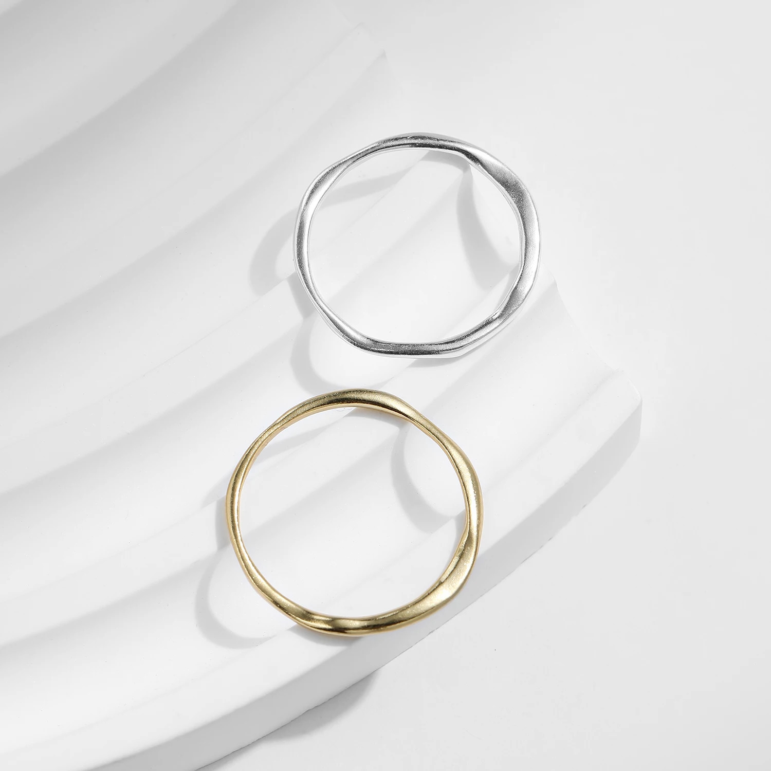 MODIAN 925 Sterling Silver Simple Geometric Line Twisted Ring Trendy Stackable Gold Color Fine Jewelry For Women Party Gifts 260324