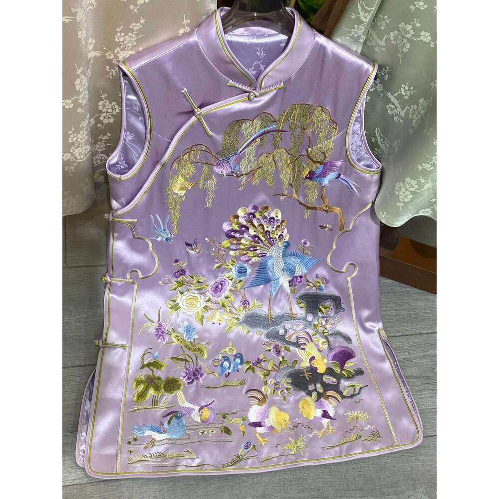 High-End Spring Summer New Women's Cheongsam Chinese Style Embroidery Slim Elegant A-Line Qipao Dress S-Xxl MAKOUFEI