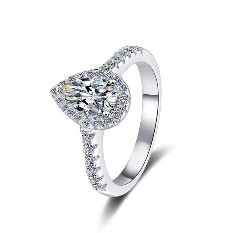 1CT Wedding Engagement S925 Sterling Silver Moissanite Diamond Rings GRA Certified Moissanite Ring