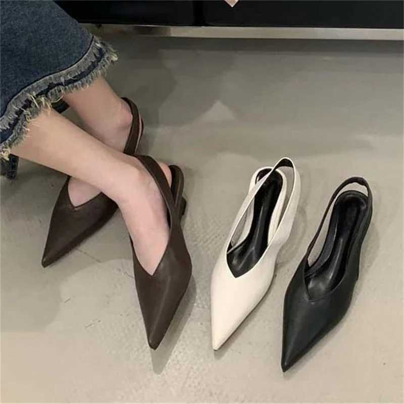 Aneikeh Sexy Pointed Toe Low Heels Comfortable Leather Design Wedges Women Mules Slingbacks Pumps Wedding Banquet Shoes Summer Z260330