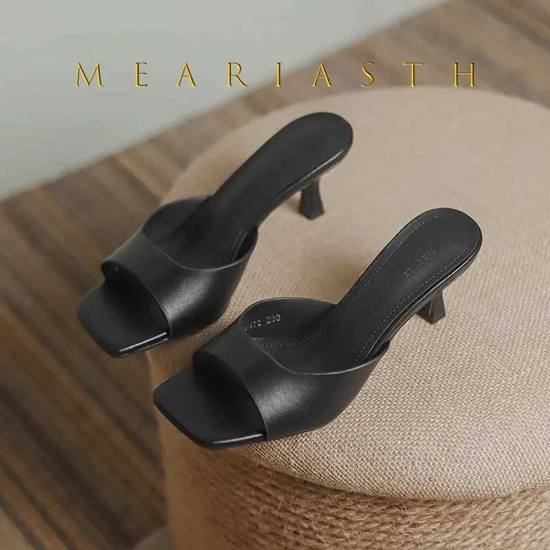 2025 new Summer Square Head open toe High Heel Womens Slippers pu Leather Prom Shoes Series Fine Heel Sandals Ladies Slippers Z260330