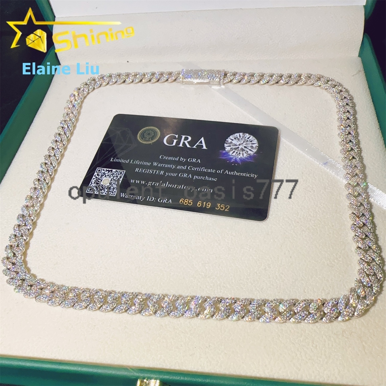 8MM Iced Out Custom 925 Sterling Silver Moissanite Hip Hop Fine Jewelry Diamond Miami Cuban Link Chain Necklace