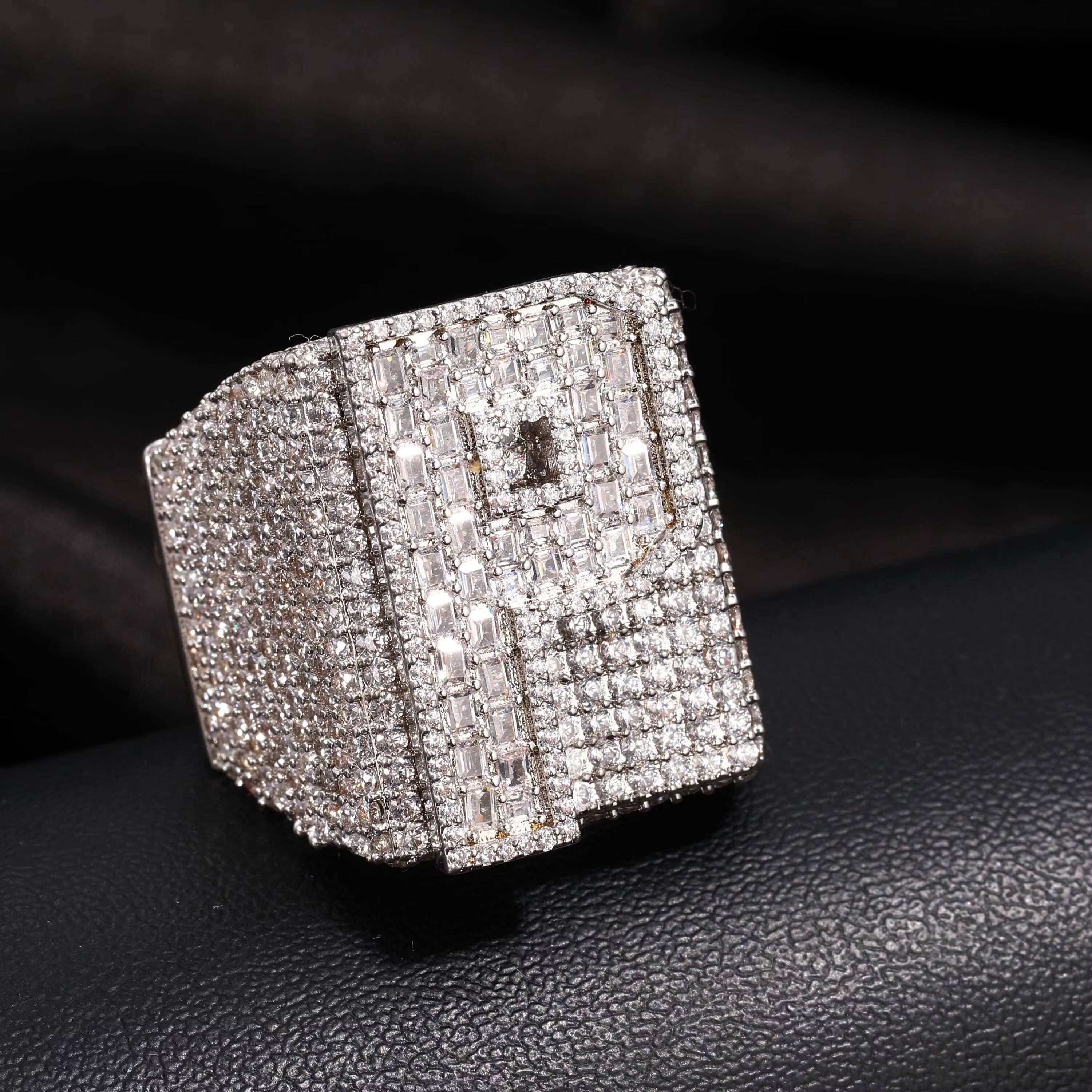 Custom Letter Number Ring Iced Hip Hop Ring VVS Moissanite Diamond 925 Sterling Silver GRA Certified Unisex Wedding Party