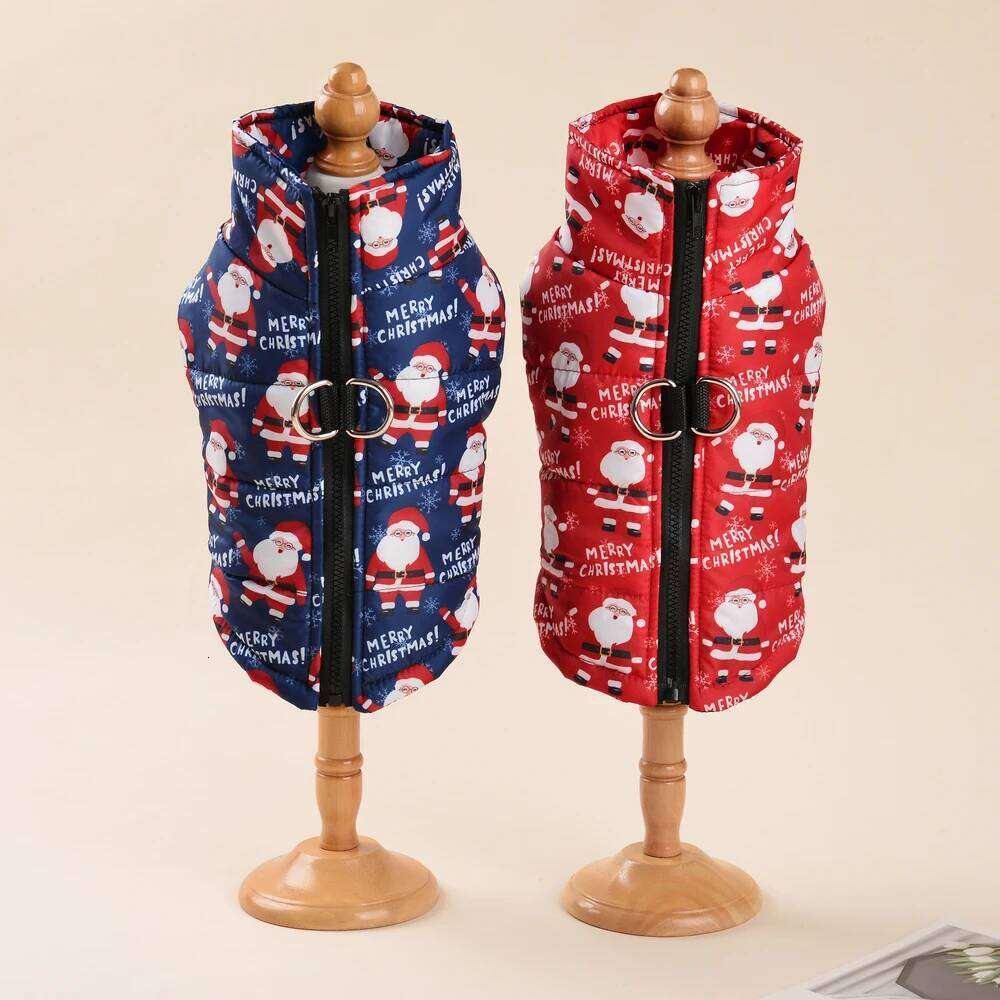 Christmas Pet Dog Jacket Coat for Small Medium Dogs Cats Autumn Winter Waterproof Puppy Print Clothes Yorkshire French Clothing