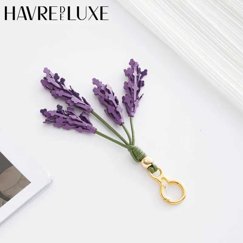 Lavender leather bag charm for women bag purple flower keychain bag pendant decoration high luxury girl gift bag accessories Z260330
