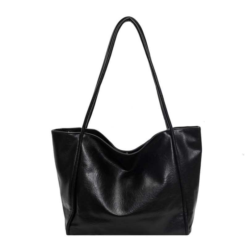 Free Shipping High Value Large Capacity Leather Tote Bag for Women Vintage Soft Hobo Shoulder Bag