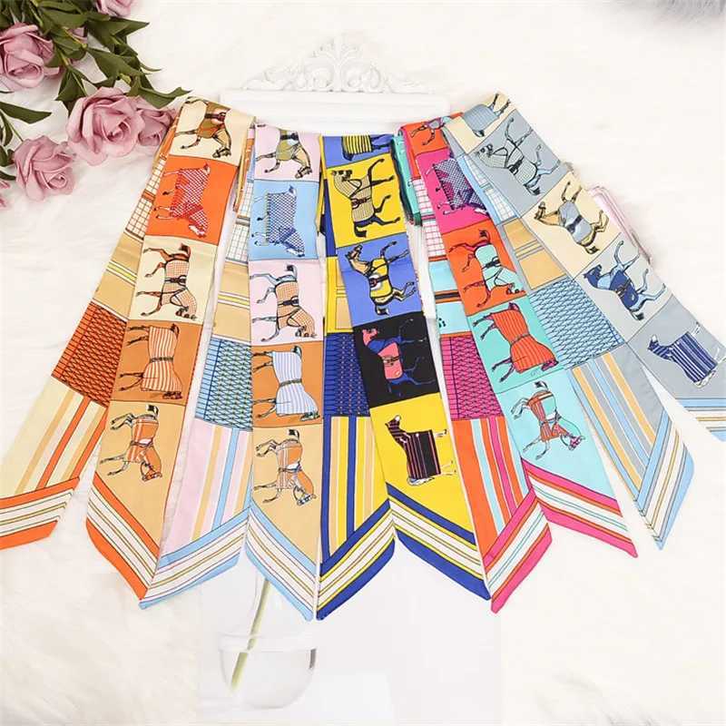 Horse Printing Bag Scarf 2024 New Small Skinny Silk Scarf Wen Luxury Brand Foard Wen Tie Fashion Scarves For Ladies X260328