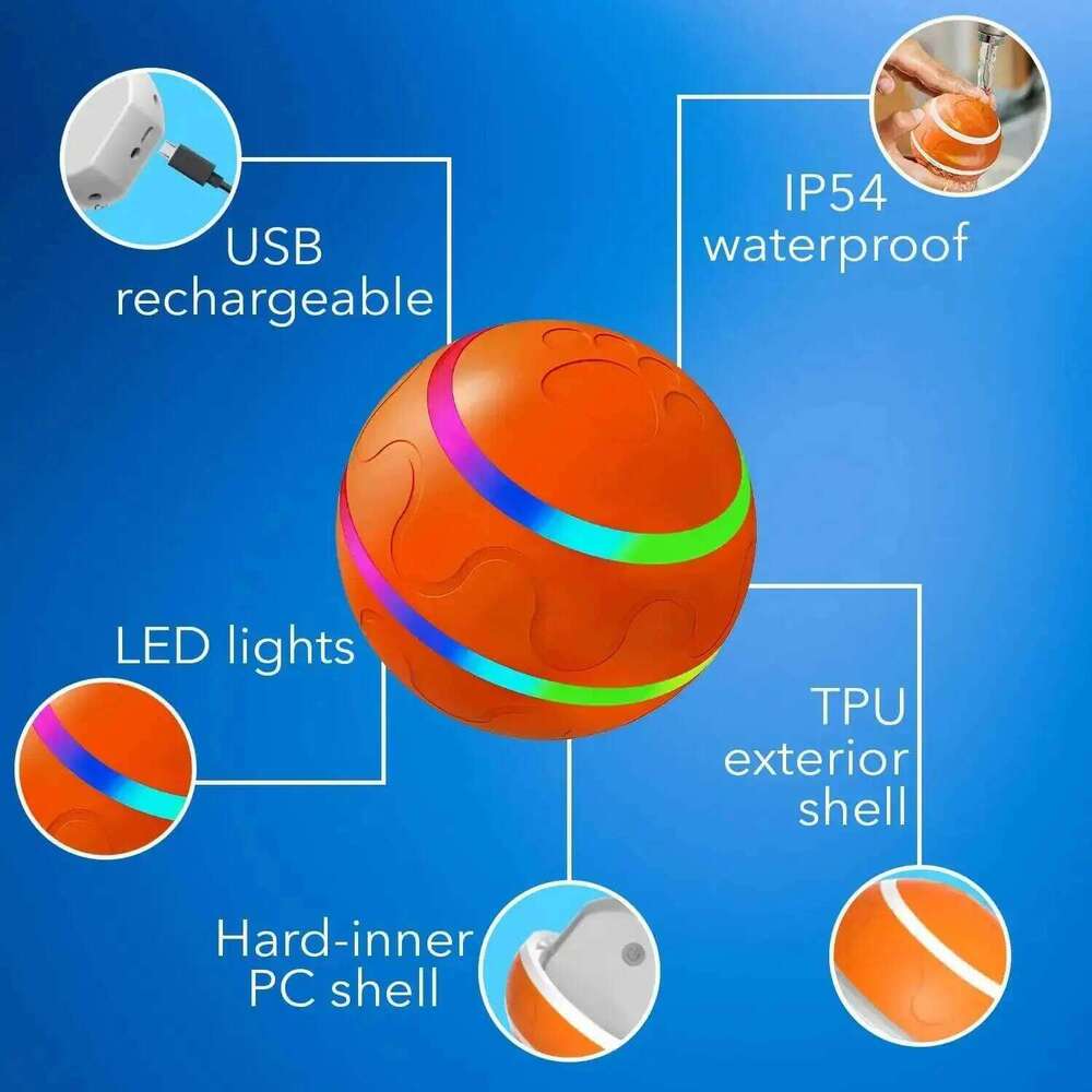 Smart Teasing Remote Control Waterproof Interactive Pet LED Light Dog Bouncing Automatic Rolling Toy Ball